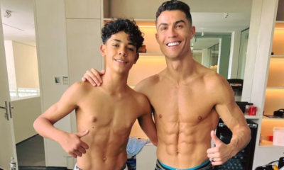 cr7 ao lado de cristiano ronaldo jr filho mais velho do atleta cr7 ao lado de cristiano ronaldo jr filho mais velho do atleta