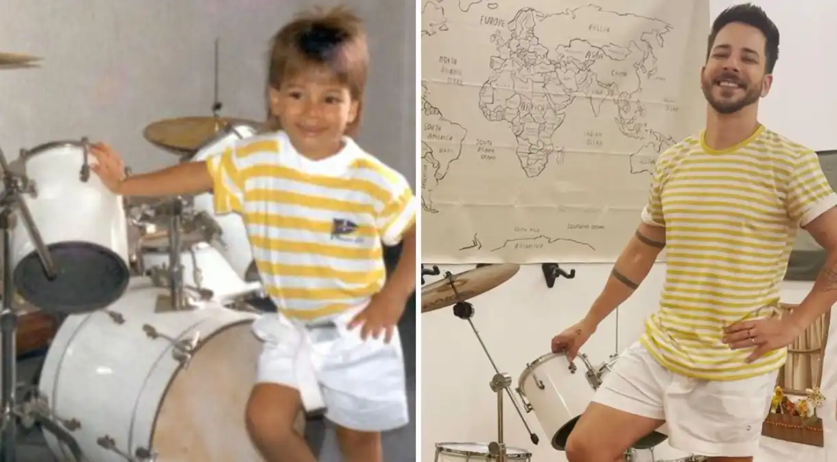 Júnior Lima recria foto da infância e movimenta as redes sociais : “Mesma essência”