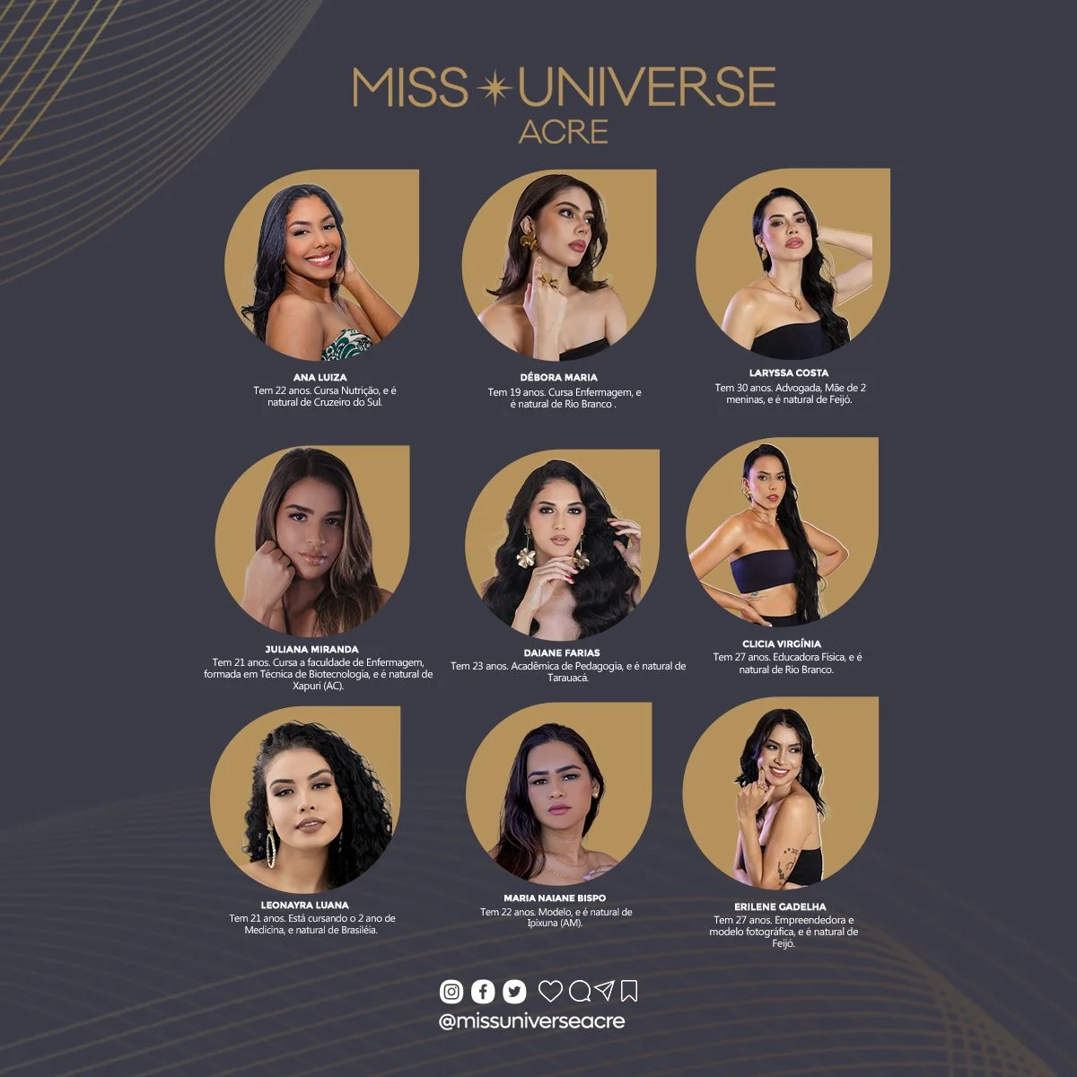 Nove candidatas disputam título de Miss Universe Acre; conheça