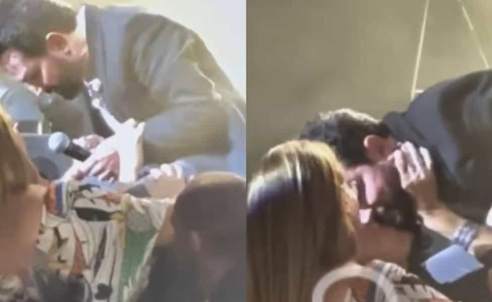 O cantor sertanejo ficou sem reação ao ser beijado pela moça  |   Bnews - Divulgação Reprodução/ Instagram