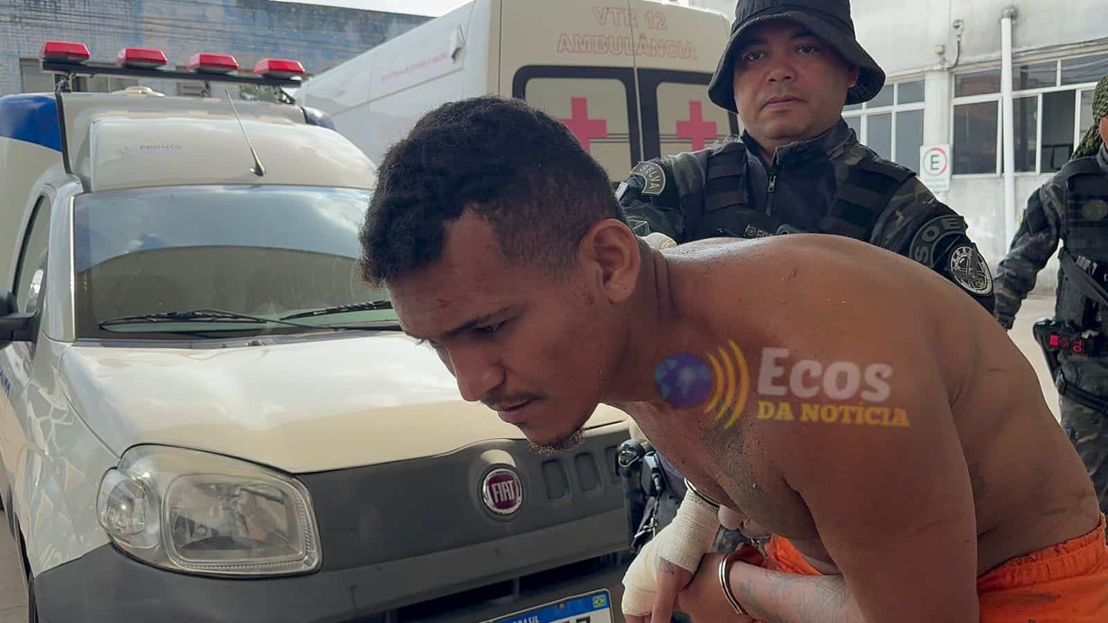 Detento que fugiu de presídio fica ferido durante fuga e se entrega à polícia