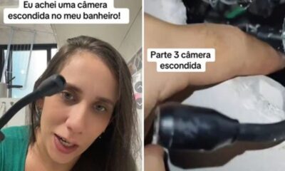 A câmera estava instalada no teto do banheiro e só foi descoberta quatro anos depois  |   Bnews - Divulgação Reprodução/TikTok (@angelicaabitu)