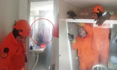 A vítima foi resgatada e se encontrava bem. — Foto: Reprodução/Corpo de Bombeiros