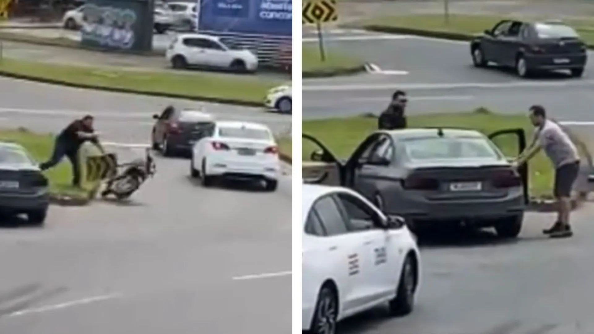 Placa de trânsito vira “arma” em briga de trânsito em Santa Catarina; assista ao vídeo