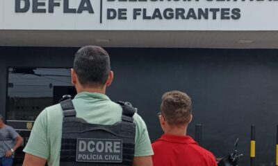 Equipe da DCORE realizou a prisão de T.O.S., condenado por roubo majorado, após investigações detalhadas. Foto: cedida.