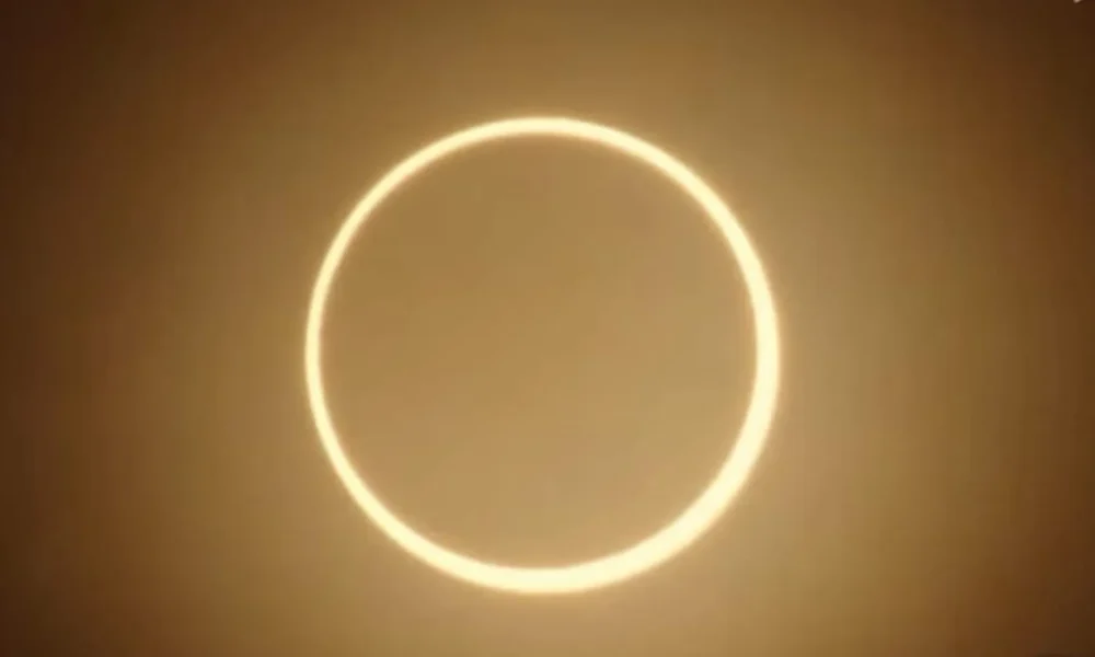 Imagem do Eclipse Anular do Sol captada em outubro de 2023 em Canaã dos Carajás (PA).