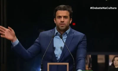 Pablo Marçal (PRTB) provoca o apresentador José Luiz Datena (PSDB) durante debate (Foto: Reprodução do YouTube)