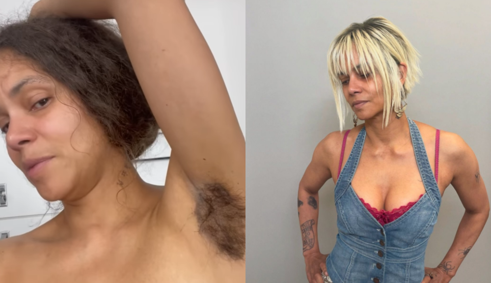 montagem-com-transformacao-de-halle Halle Berry mostrou aos seguidores do Instagram a forma como teve de "ficar feia" para o filme "Não Solte!" • Reprodução/Instagram/Montagem