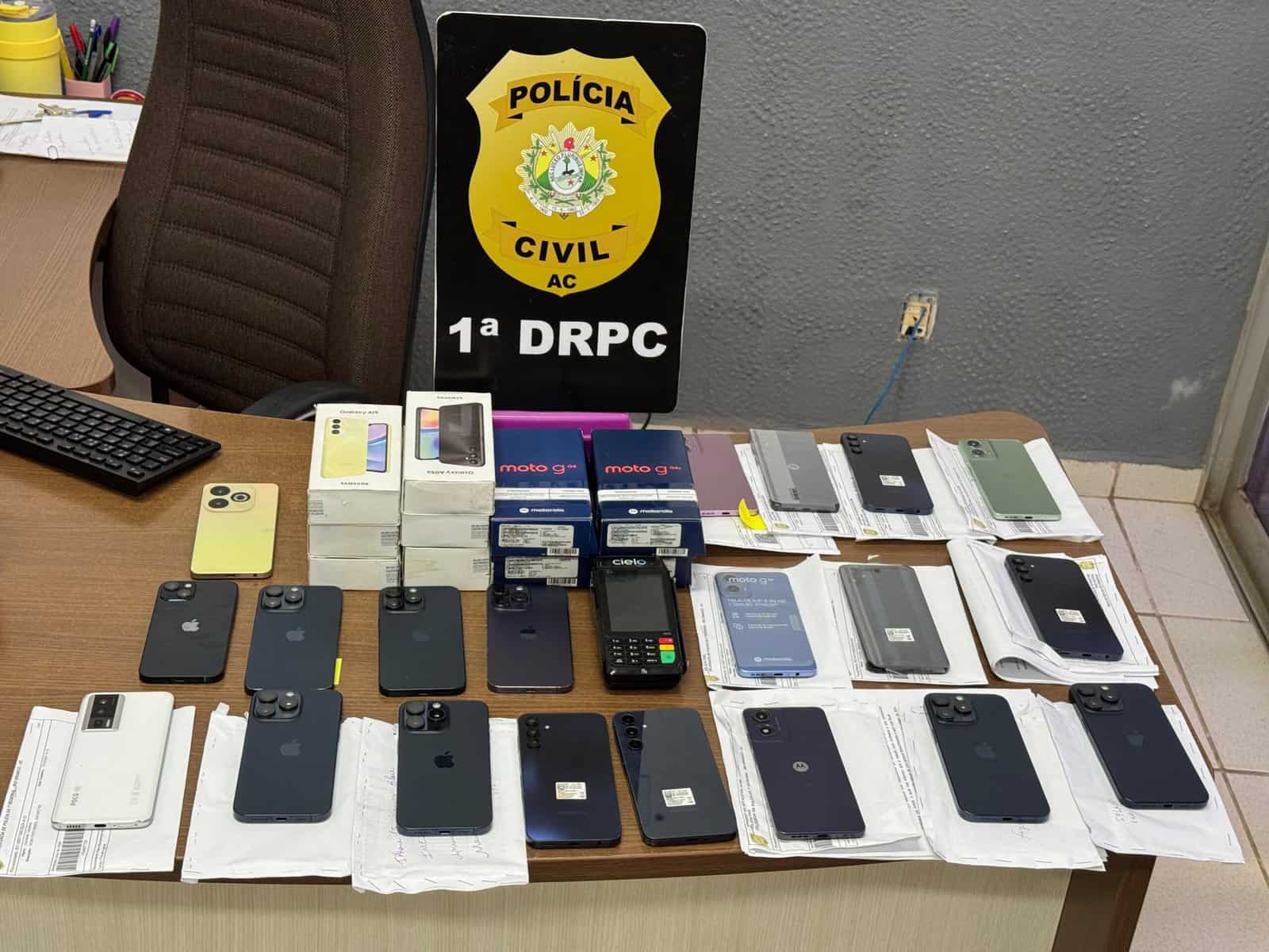 Polícia Civil do Acre recupera mais de R$ 100 mil em aparelhos eletrônicos furtados de comércios em Rio Branco