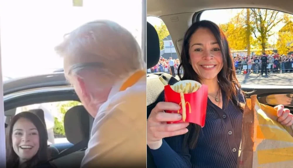 1729520502727874-e1729524994223 Brasileira pede a Trump em Mc Donald's que "não deixe os EUA virarem o Brasil" • Reprodução