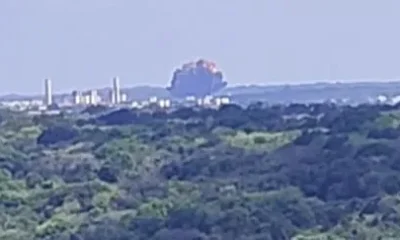 Explosão após o acidente no RN. • Reprodução/Redes sociais