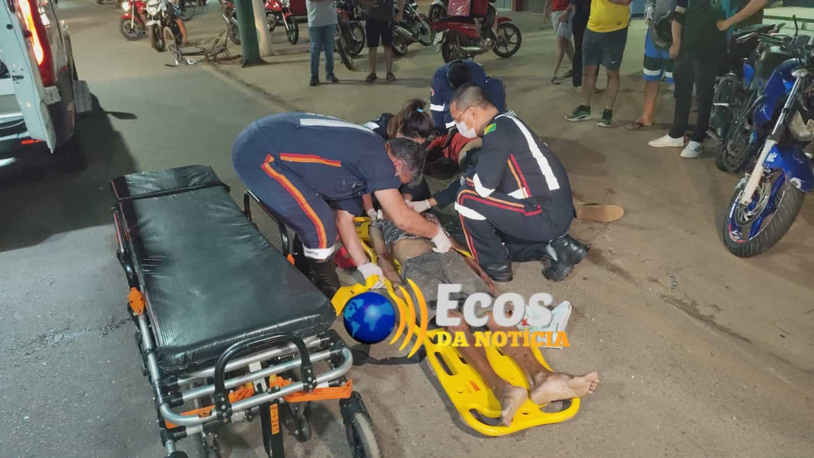 Acidente envolvendo motocicleta e bicicleta deixa ciclista gravemente ferido no 2° distrito de Rio Branco