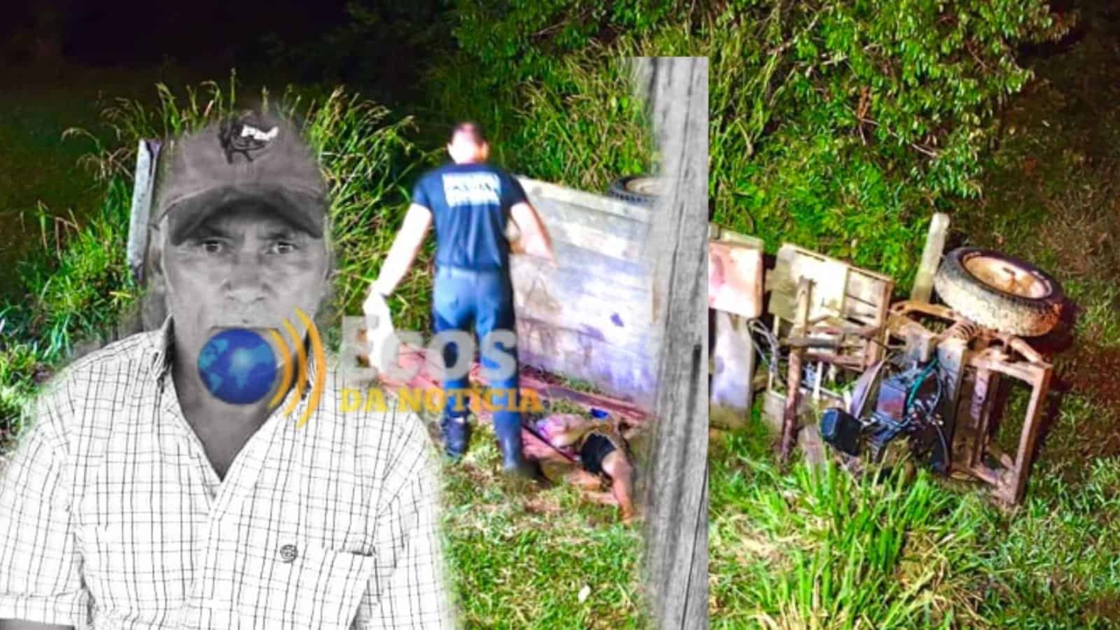 Trabalhador morre esmagado após trator tombar e cair em ribanceira