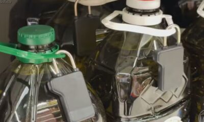 azeiteouro ‘Ouro líquido’: aumento do preço do azeite faz supermercados colocarem proteção antifurto nas garrafas do produto — Foto: Fantástico/ Reprodução