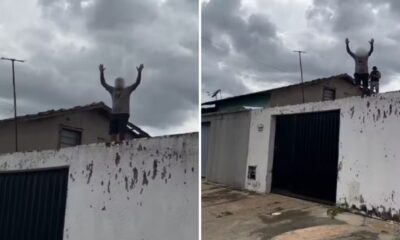 Homem é preso ao tentar fugir por telhados após estuprar mulher em Aparecida de Goiânia, diz polícia — Foto: Divulgação/PM-GO