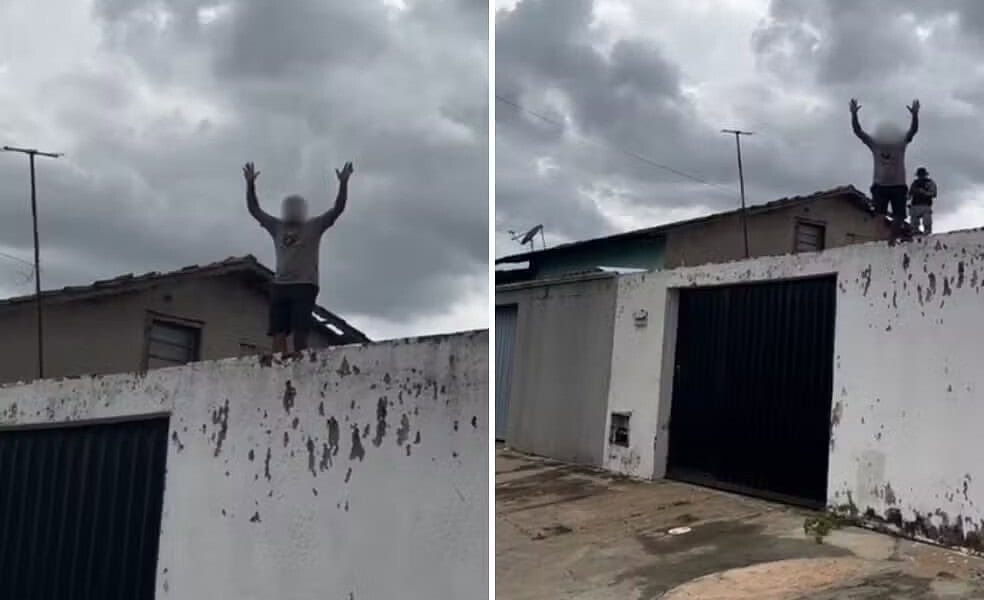 Homem é preso ao tentar fugir por telhados após estuprar mulher em Aparecida de Goiânia, diz polícia — Foto: Divulgação/PM-GO