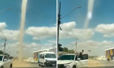 Para melhor segurança, a população deve ficar distante e se manter em um local seguro, longe do redemoinho  |   Bnews - Divulgação Reprodução/TV São Francisco