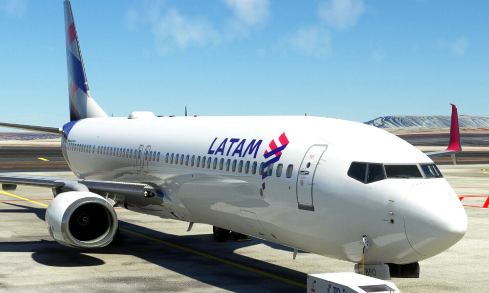Concepção gráfica de um Boeing 737 com pintura da LATAM – Foto – Flightsim.to