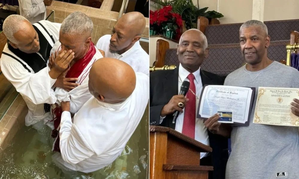 Denzel-Washington Denzel Washington foi batizado em uma ingreja em Nova York • Reprodução/Instagram