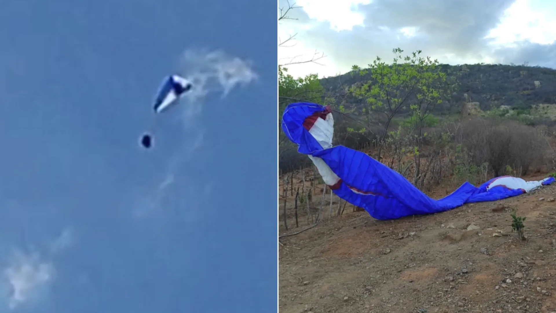Turista perde o controle de parapente e morre após queda na Paraíba; veja vídeo
