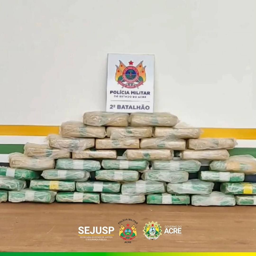 PM apreende 37,5 kg de drogas no Ramal da Castanheira, em Rio Branco