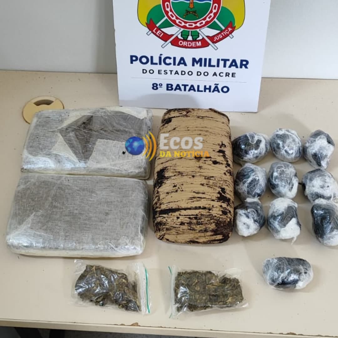 Em Sena Madureira, trio é preso com quase 3 quilos de drogas