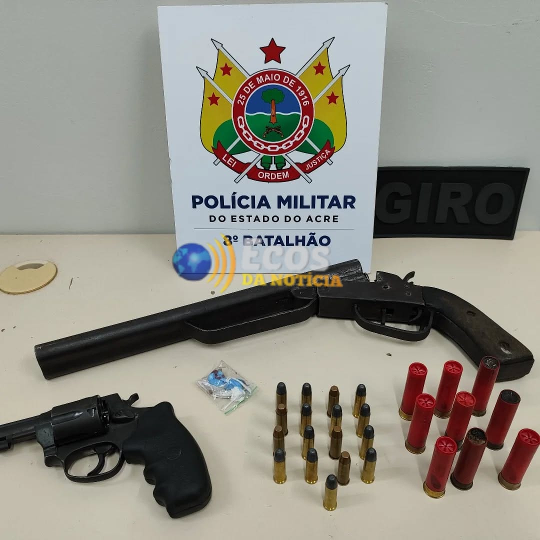 Polícia Militar apreende armas de fogo em Sena Madureira e prende dois suspeitos