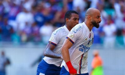 i (1) Thaciano comemora gol do Bahia contra o Atlético-GO Divulgação/EC Bahia