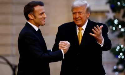 Emmanuel Macron, presidente da França, e Donald Trump, presidente eleito dos EUA (Foto: Sarah Meyssonnier/Reuters)