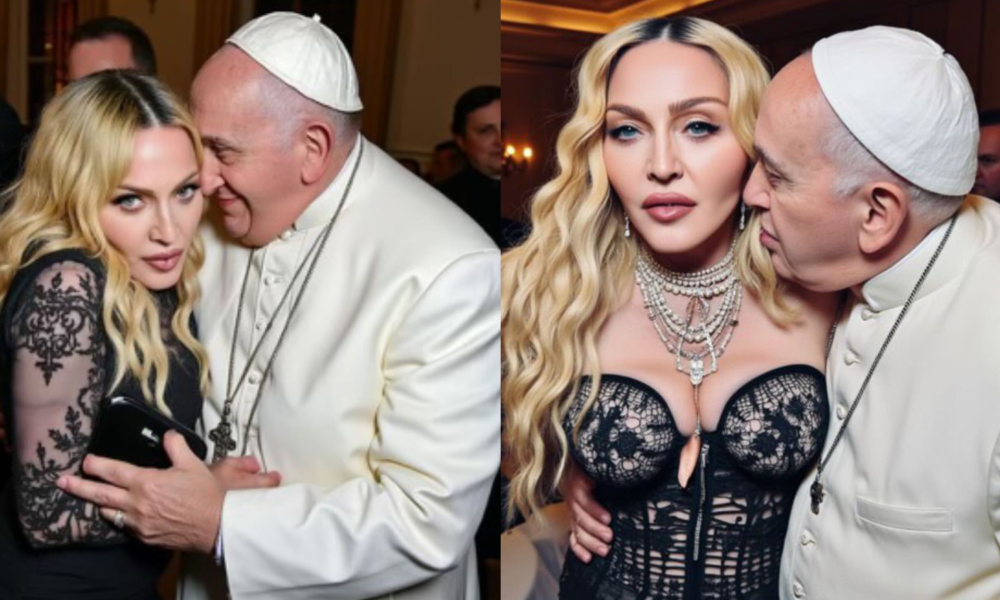 madonna-papa-inteligencia-artificial Na internet, as imagens foram interpretadas como uma provocação à igreja católica, que já excomungou a artista três vezes • Instagram/Madonna