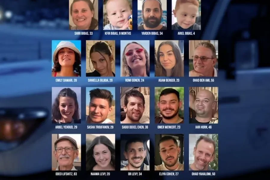 33-refens-israelenses Divulgação de Israel com nomes e imagens dos reféns que serão libertos na primeira fase do acordo com o Hamas. • Reprodução/X