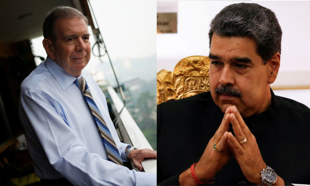 Copia-Fundo-de-foto Edmundo González e Nicolás Maduro • Imagens de Leonardo Fernandez Viloria/Reuters