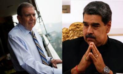 Edmundo González e Nicolás Maduro • Imagens de Leonardo Fernandez Viloria/Reuters