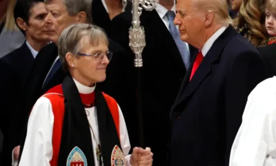 Bispa Mariann Edgar Budde e Donald Trump  (Chip Somodevilla/Getty Images)