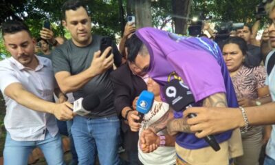 Suspeito de integrar Comando Vermelho se entrega à polícia — Foto: Mateus Santos/g1