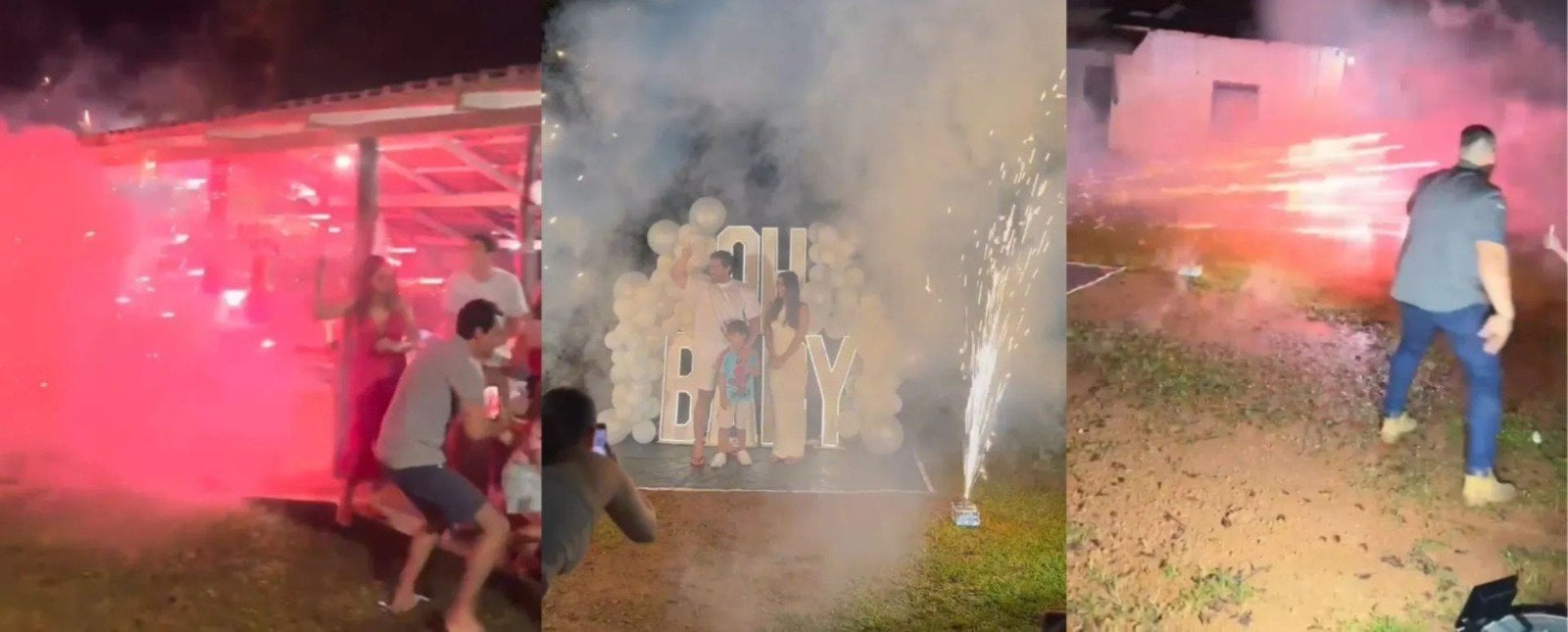 Fogos de artifício explodem na direção de convidados em chá revelação; veja o vídeo