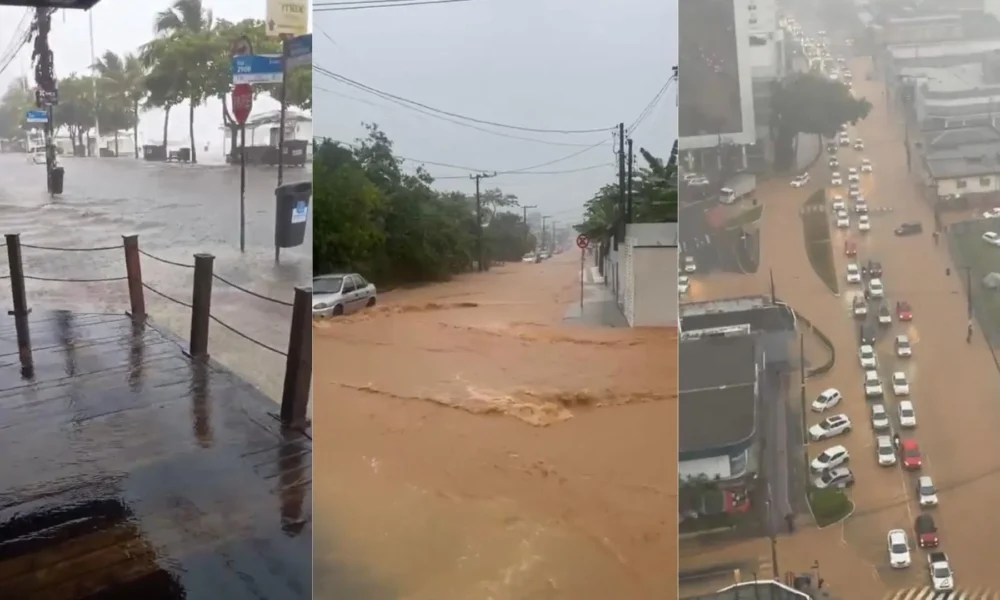 chuva-bc Balneário Camboriú tem ruas alagadas após fortes chuvas • Reprodução / Redes Sociais e Rádio La Prima FM