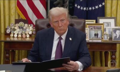 Decretos de Trump: estados americanos vão à Justiça contra revogação do direito à cidadania para filhos de imigrantes ilegais — Foto: Jornal Nacional/ Reprodução