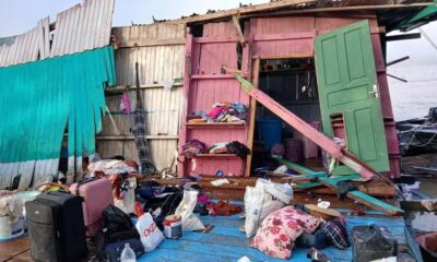 Estrutura de madeira foi totalmente danificada após colisão de balsa no interior do AM. — Foto: Reprodução/Redes Sociais