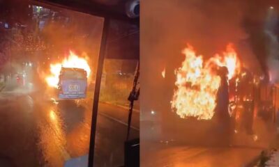 Ônibus incendiados em Porto Velho — Foto: Reprodução Redes Sociais