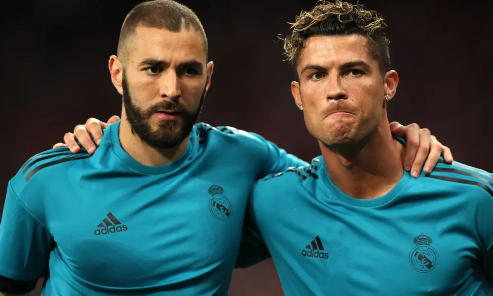 Karim Benzema e Cristiano Ronaldo durante final da Champions League de 2018 • Matthew Ashton - AMA/Getty Images