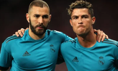 Karim Benzema e Cristiano Ronaldo durante final da Champions League de 2018 • Matthew Ashton - AMA/Getty Images
