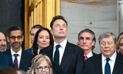 Captura-de-tela-2025-02-02-164930 Elon Musk, ao centro, durante a posse de Donald Trump como o 47º presidente no Capitólio em Washington, na segunda-feira, 20 de janeiro de 2025. (Foto: Kenny Holston/The New York Times)