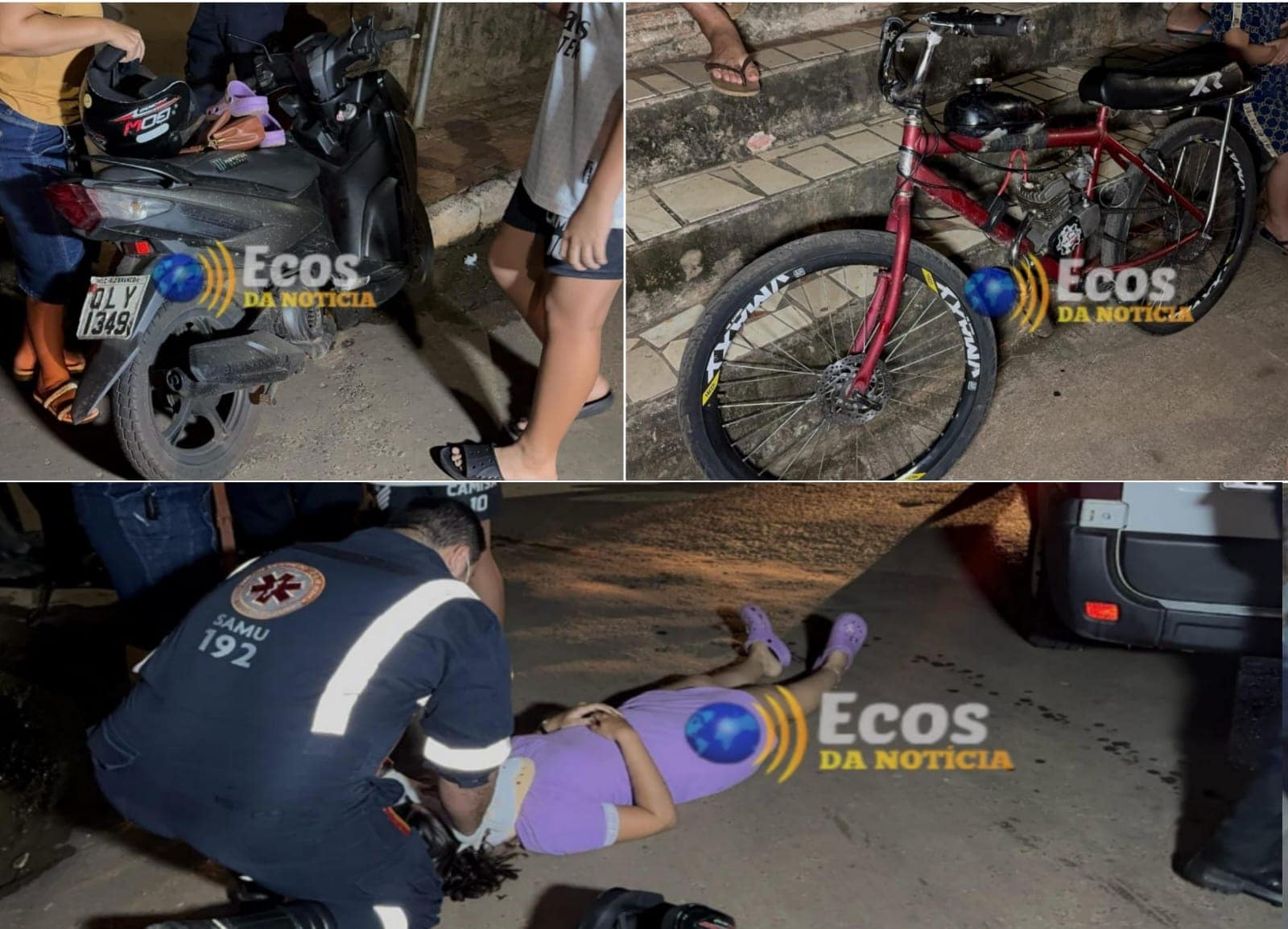 Em Rio Branco, motociclista fica ferida após colisão com bicicleta motorizada conduzida por adolescente