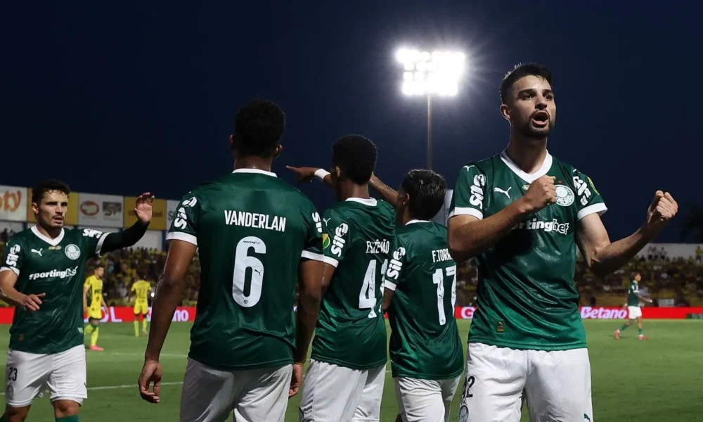 Flaco López comemora o primeiro gol do Palmeiras contra o Mirassol • Cesar Greco/Palmeiras