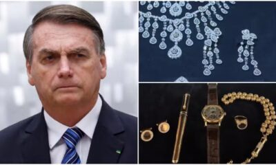 fotojet-55- Bolsonaro e as joias — Foto: Reuters/Adriano Machado/File Photo; Reprodução/Jornal Nacional; Arquivo pessoal