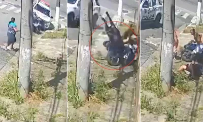Equipes da Polícia Militar faziam patrulhamento pela região, quando viram dois homens sem capacete em uma moto sem placa • Reprodução