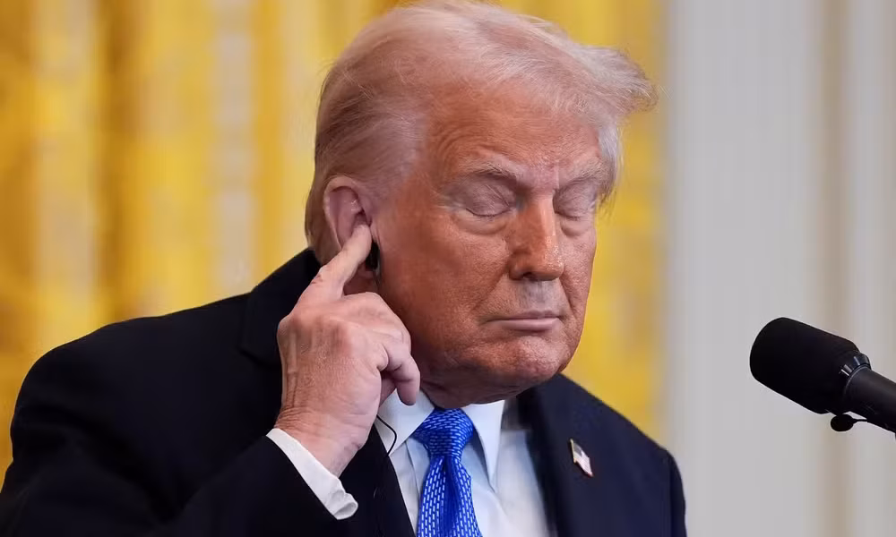 2025-02-07t193536z-1100186857-rc2vpcagpu8i-rtrmadp-3-usa-japan (1) Donald Trump durante coletiva de imprensa na Casa Branca, em 7 de fevereiro de 2025 — Foto: REUTERS/Kent Nishimura