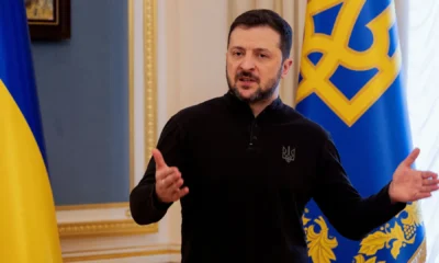 Volodymyr Zelensky em Kiev. • 19/2/2025 TETIANA DZHAFAROVA/Pool via REUTERS