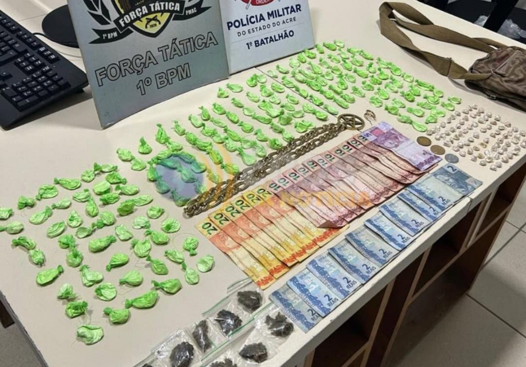 FORÇA TÁTICA do 1° Batalhão apreende adolescente comercializando drogas no bairro da Paz em Rio Branco